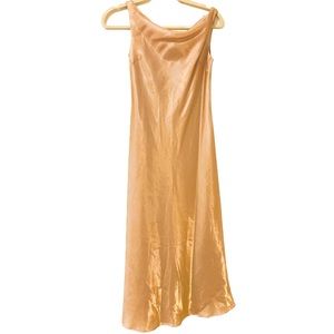 Cowl neck midi reflective gold romantic dress!